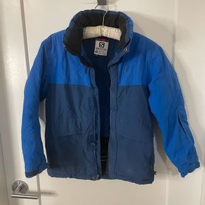 Salomon Kids Blue Winter Ski Puffer Jacket Fleece Size 8  *read pls